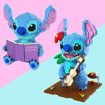 Гитара серии Stitch, Поза для чтения, Сборка строительных блоков, 3D-модель, Коллекция подарков-головоломок для взрослых и детей