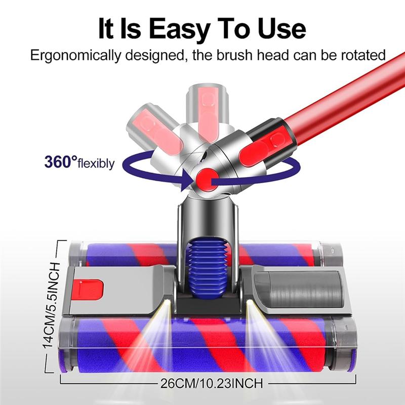 Сменная головка пылесоса для серии Dyson V7 V8 V10 V11 V15, головка с двигателем, мягкая роликовая чистящая головка, двойная роликовая щетка