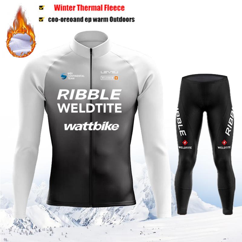 Thermal Fleece Bike Jersey + Bib Pants, Long Sleeve Cycling Clothing Sets Man Black Cycling Clothing 2026 Winter Fleece Warm Cycling Suit Set