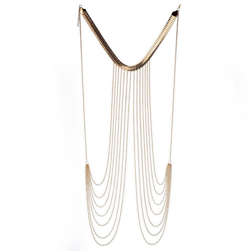 Sexy Body Chain Necklaces Tassel Alloy Long Necklace Female Jewelry