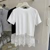 2025 Women's Ballet-Style Lace Stitching Cotton Short-Sleeve Round Neck T-Shirt