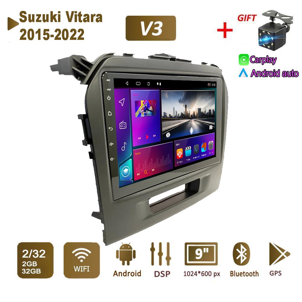 Android Car Radio Stereo для Suzuki Vitara 2015-2022 GPS-навигация 2DIN 4-ядерный мультимедийный проигрыватель Carplay Autoradio 4+64 ГБ