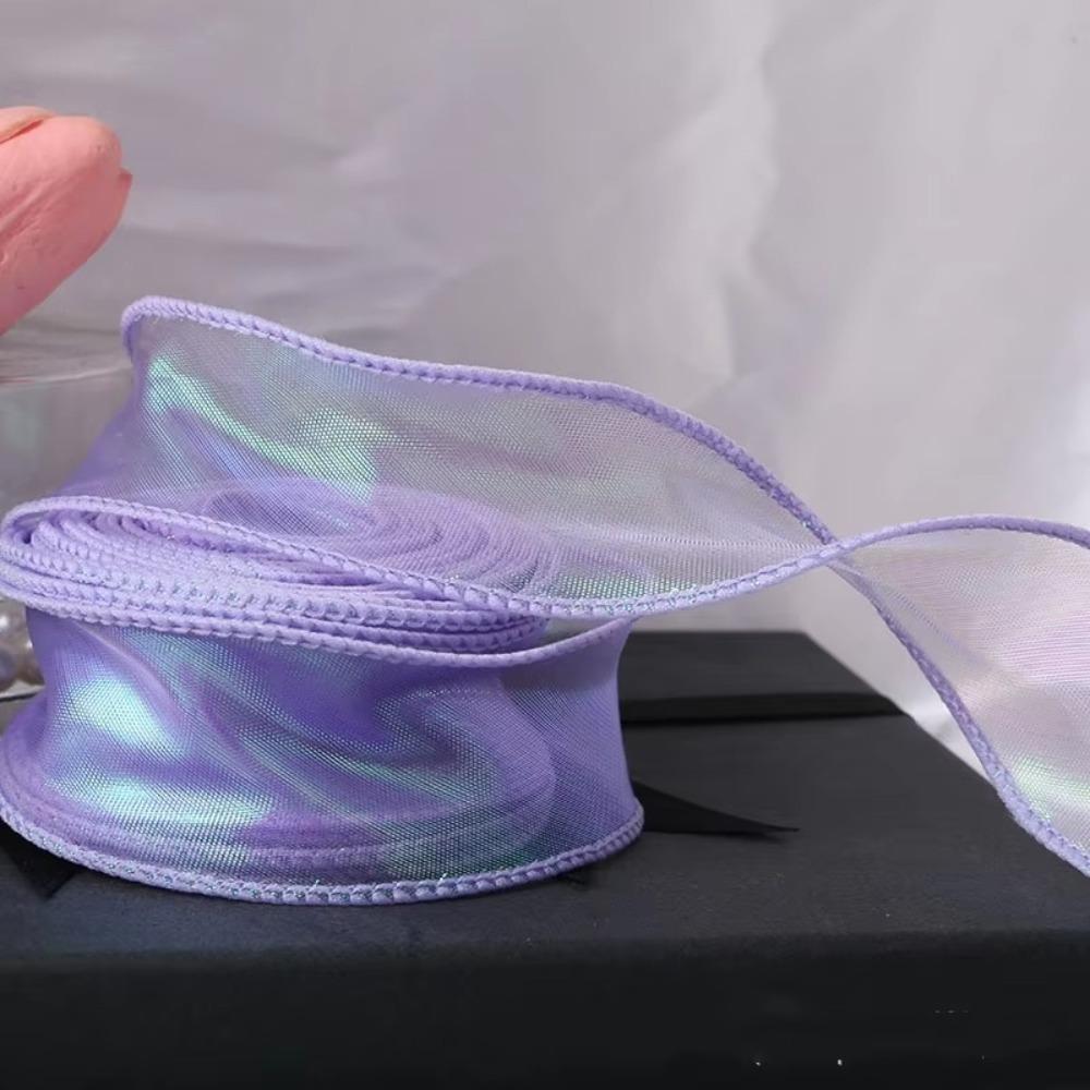 40MM Reflective Iridescent Wavy Edge Ribbon Gradient/Pleats/Magic/Gold Edge DIY Decor