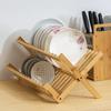 Drainer Folding Dish Drying Rack Easy Clean Durable Practical Plate Home Kitchen 2 Tier Gifts Retro Natural Bamboo Restaurant
