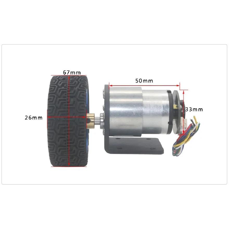 JGB37-520 Hall Encoder Brushed DC Motor 6V12V Forward And Reverse Adjustable Speed 6RPM-1590RPM Smart Car Kit With Wheels