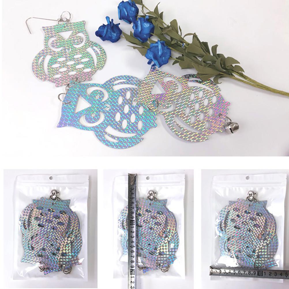 Reflective Owl Scarecrow Bird Repellent Hanging Anti Bird Tool with Bell for Plants Gardens