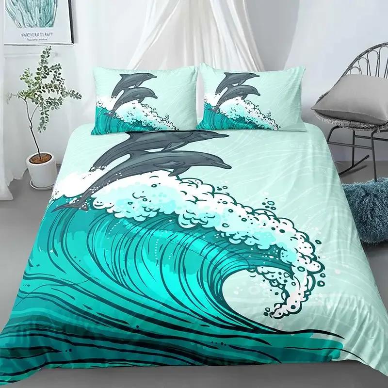 Комплект постельного белья Ocean Wave, комплект постельного белья для двоих, пляж с пенистыми волнами, полиэстер, морской берег, праздничная тема, королева, размер King Size, пододеяльник