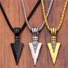 Men'S  Black Long Necklace With Arrow Pendant Jewelry Chain Hip Hop Punk Rock