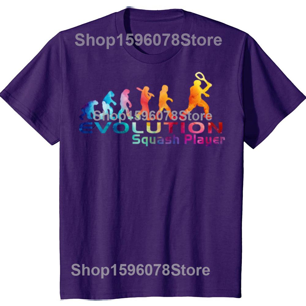 Забавные футболки с эволюцией игрока в сквош для мужчин и женщин, из чистого хлопка, юмористические, уличная одежда, футболка с коротким рукавом, унисекс, свободная одежда