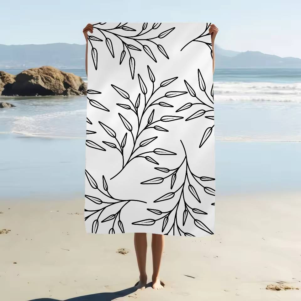 Plant Leaf Pattern Print Microfiber Blanket Quick Drying Beach Towels Oversized Printing Super Absorbent Pool Towel Blanket