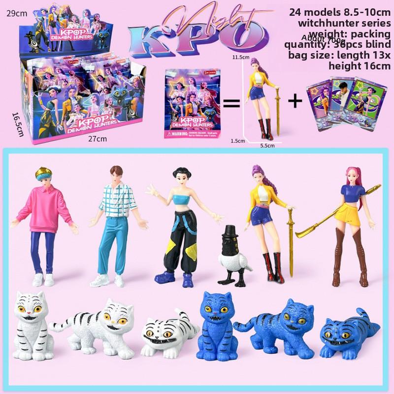 K-Pop Новая группа девушек-охотниц на демонов Мужская группа Фигурка Модель Слепая коробка Tide Play Кукла Украшение