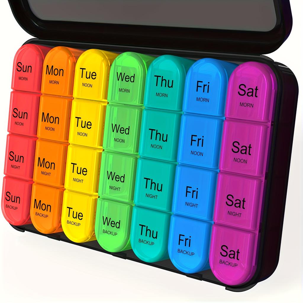 Pill Organizer 4 Times a Day Pill Box 7 Day,Large Weekly Medicine Pill Organizer for Travel with Removable Individual Containers