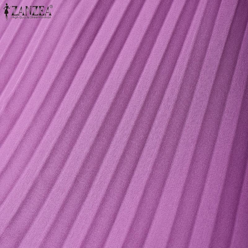 ZANZEA Women Casual V-Neck Summer Short Sleeve Dress