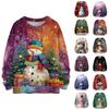 Ladies' Fashionable And Casual Christmas Cute Printed Round Neck Long Sleeved Knitted Yarn