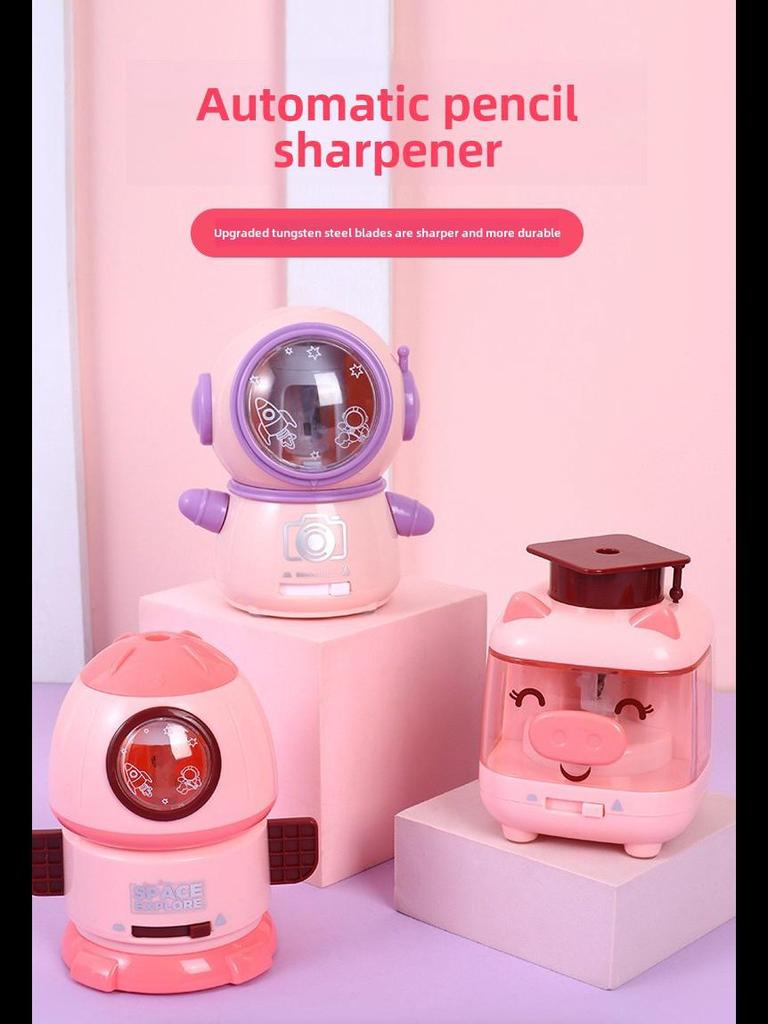 Xiaolingjing Astronaut Dr. Pig: Dual-Power, Fully Automatic Electric Pencil Sharpener