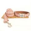Персонализированный ошейник для собаки, ошейник для питомца на заказ, бесплатная гравировка, ID-жетон с именем, аксессуар для питомца, оранжевый клетчатый ошейник для щенка, поводок