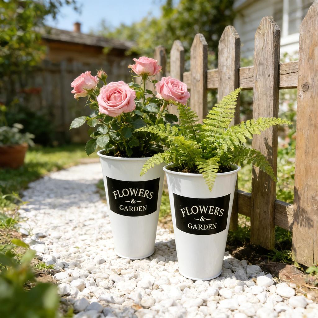 Flower Buckets, 7.8 Inch Galvanized Metal Vases For Flowers, Flower Bucket, Vases For Wedding, Balcony Garden, Home Decor