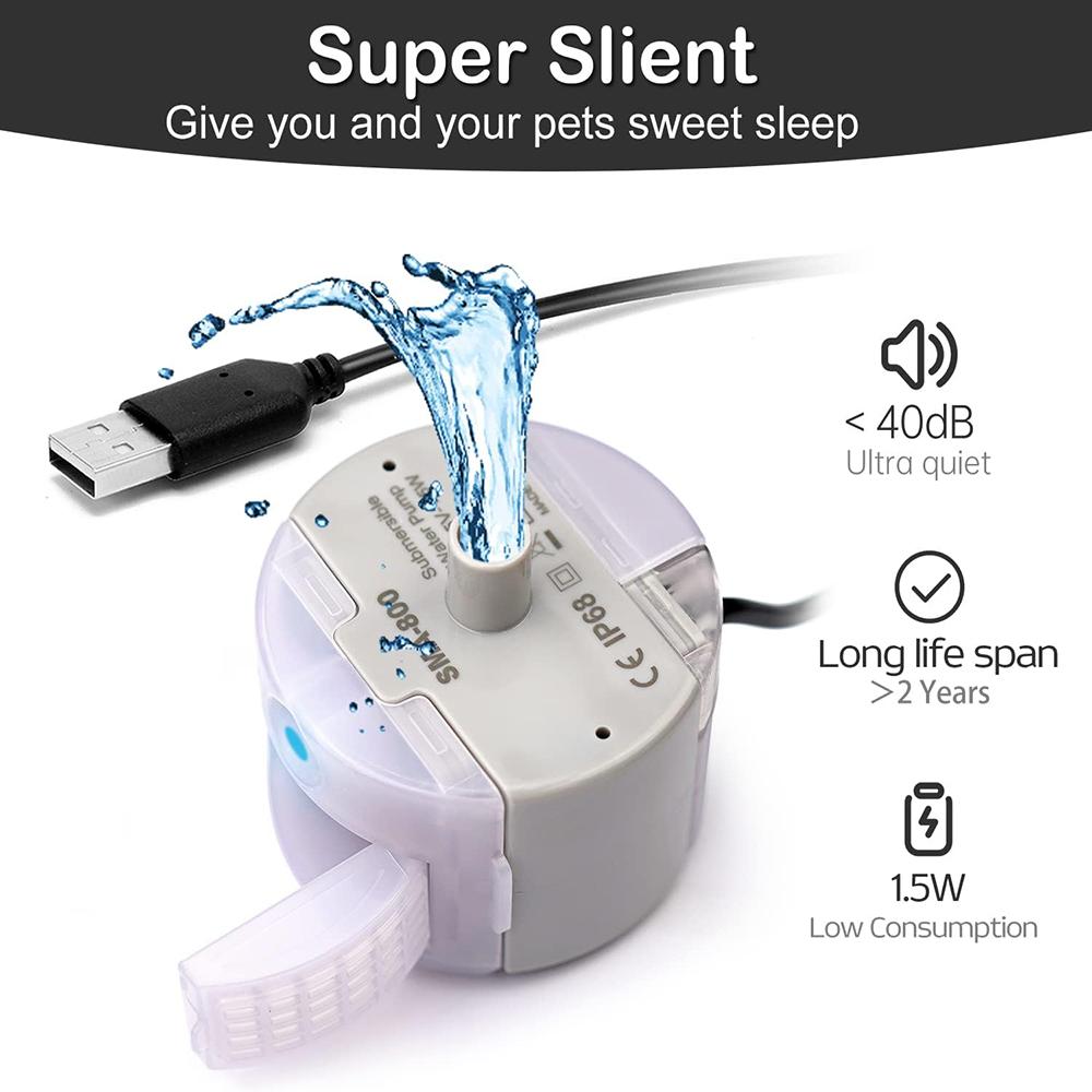 Заменить водяной насос для кошачьего фонтана для воды Мотор Погружной насос Домашний питомец Кошка Фонтан для воды SMA-800 USB Бесшумный водяной насос Аксессуары