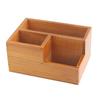 Wooden Remote Control Holder Multifunctional 3 Compartment Desktop Storage Box for Office Desk