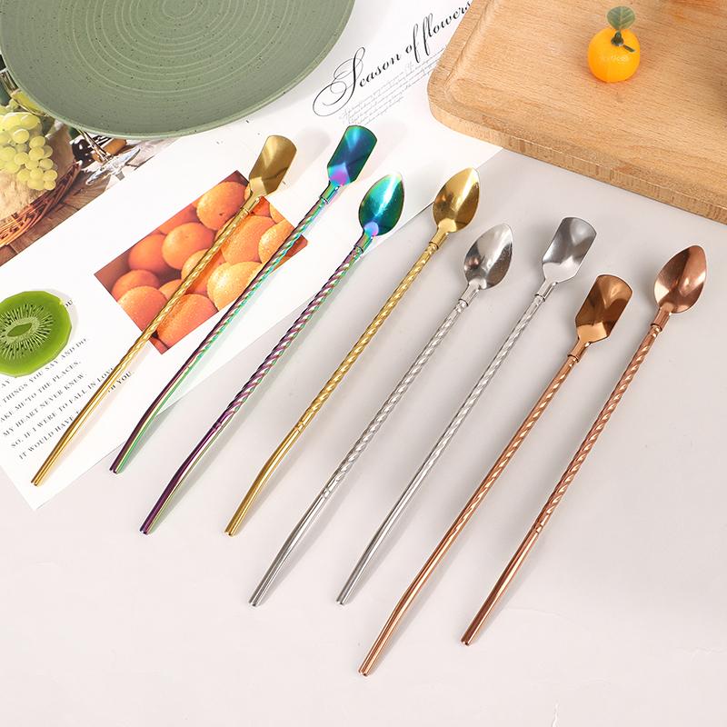 Ложка для перемешивания из нержавеющей стали, коктейльная ложка со спиральным узором, барменские инструменты, ложка-капля, барный инструмент