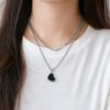 Titanium Steel Double Stacked Neck Chain Handmade Heart Clavicle Chain  Female Lady Girl