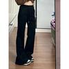 2026 Spring Large Size Black American Style Slightly Spicy Sweatpants for Women, Extra Long Version for Tall People, Floor-Length Casual Yoga Pants