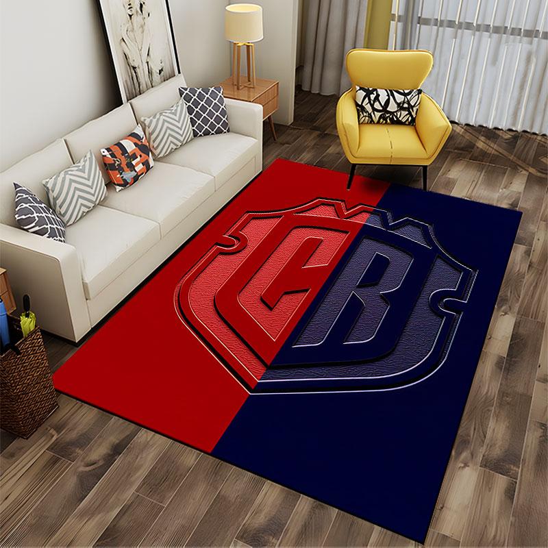 Split Red and Blue Shield Design suitable as a non-slip mat for the living room or bedroom sofa
