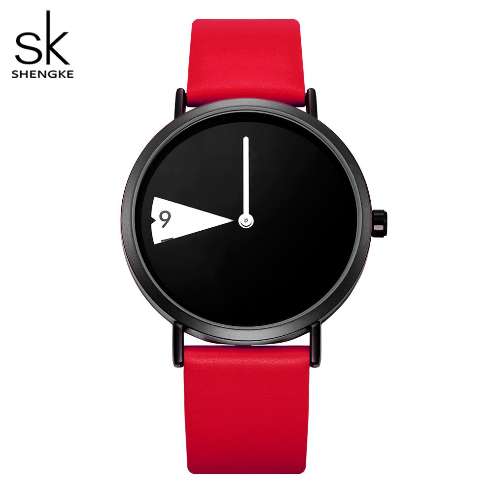 SHENGKE Лидер продаж, креативные женские кварцевые наручные часы, женские часы с вращающимся желтым кожаным ремешком, часы, подарки для друга