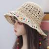 Шляпа от солнца с широкими полями в пасторальном стиле, украшенная цветными бусинами, кепка с защитой от УФ-лучей, модная женская соломенная шляпа