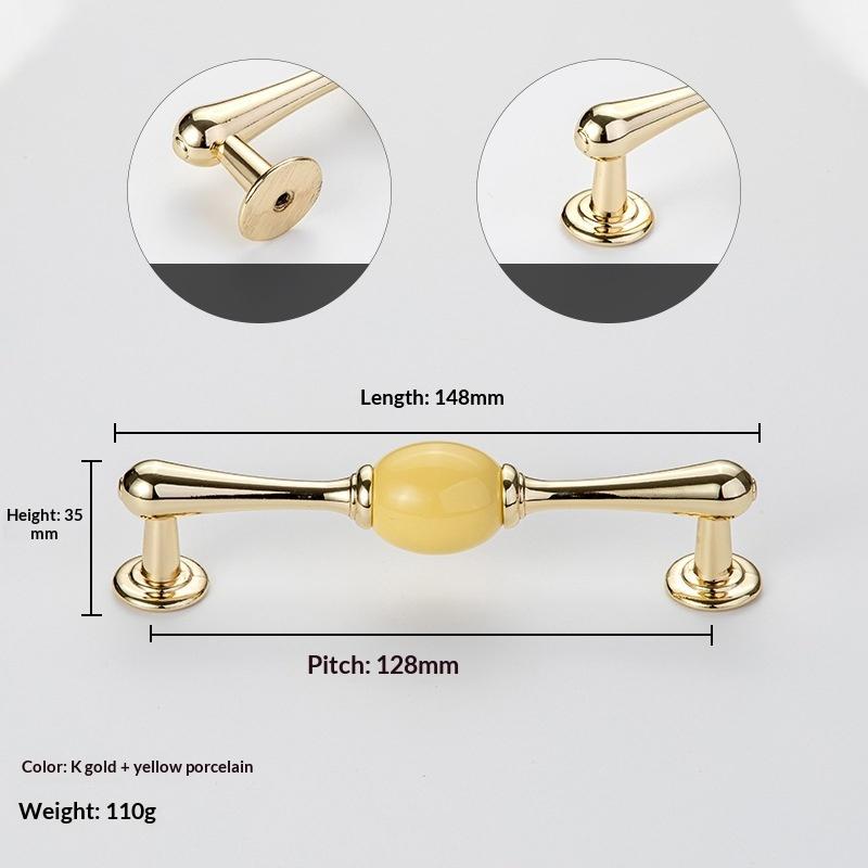 Modern Colored Ceramic Furniture Handle Golden Wardrobe Cabinet Handles Closet Door Knob Dressing Table And Drawer Pull Hardware