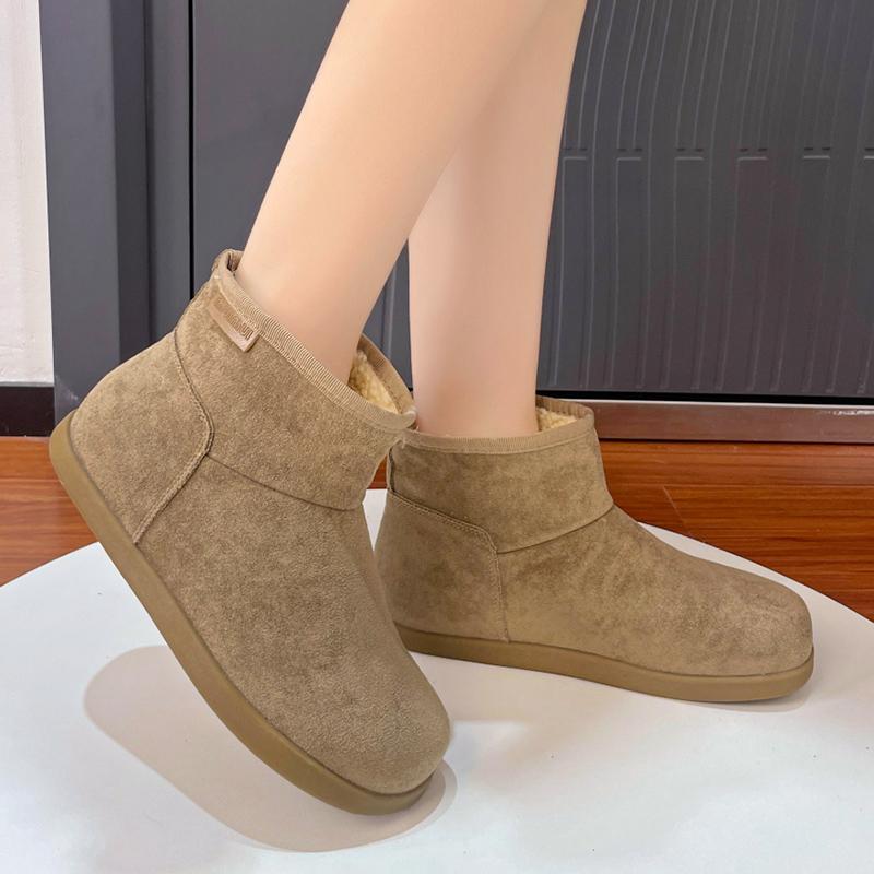 Женские зимние ботильоны на плоской подошве, замшевые короткие плюшевые дизайнерские хлопковые туфли для женщин 2025 года, тренд, зимние теплые повседневные удобные ботинки для женщин