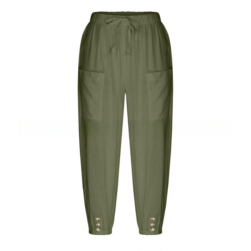 GMXIA Женские модные повседневные однотонные брюки с высокой талией и капри с принтом