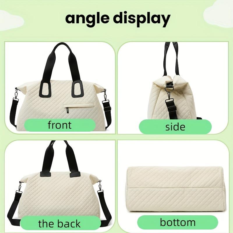 Женская стеганая дорожная сумка-даффл большой вместимости с ромбовидным узором, однотонная сумка для ночевки с несколькими карманами, женская сумка-тоут для отдыха