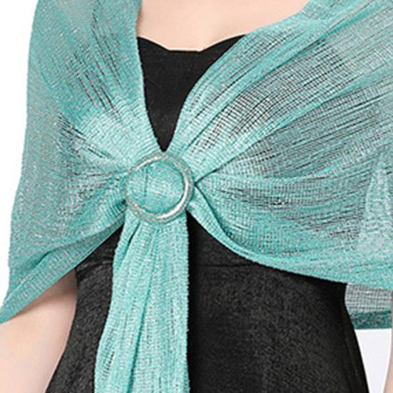Metallic Shawl Glittery Glow Women Sparkling Wrap Tassel Bucket Design Formal Occasion Shawl Versatile Evening Shawl