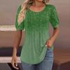Женские пышные туники с короткими рукавами, топы, плиссированные блузки с воротником, повседневные свободные весенне-летние футболки