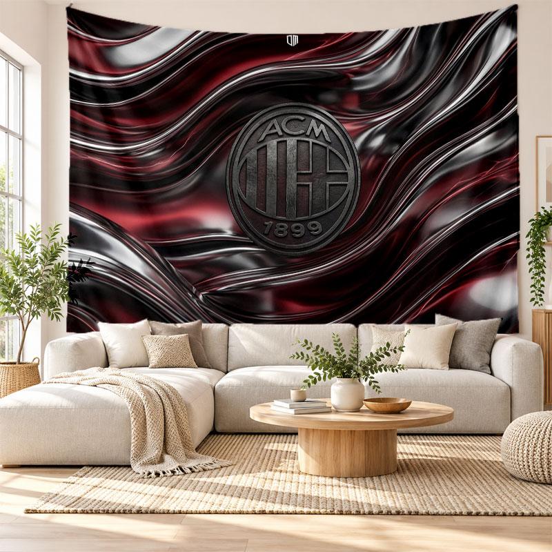 AC Milan Wall Tapestry, Soft Fabric Wall Hanging, Decorative Backdrop For Bedroom Home Wall Art