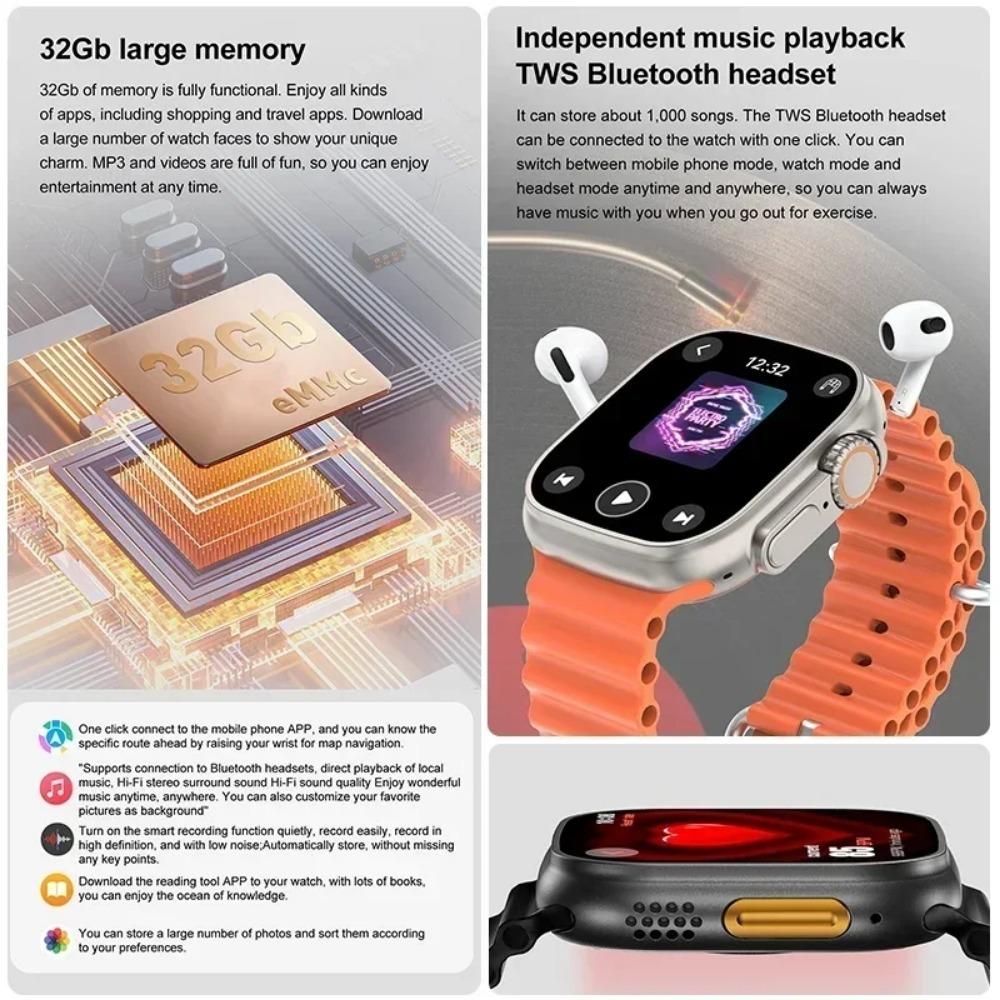 2025Новые DT Ultra 3 Pro Google map NFC Смарт-часы 32G Память Музыка Видео NFC Bluetooth Звонок Водонепроницаемые Смарт-часы