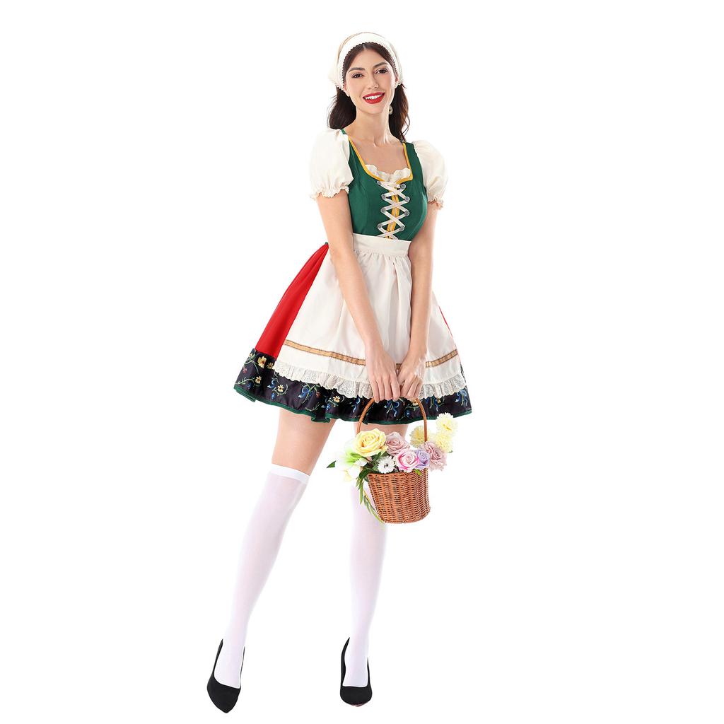 Bavarian Oktoberfest Costume Women's Munich Carnival Show Costume Pastoral Farm Halloween Dress