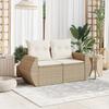VidaXL Canapé de jardin avec coussins 2 places beige résine tressée 366062