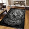 Custom Name Toronto Blue Jays Flannel Pattern Square Carpet,Area Rug,Carpet Rug for Living Room Bedroom Sofa Playroom Decor,Non-slip Floor Mat