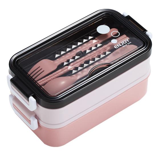 Ланч-бокс со столовыми приборами, герметичная коробка большой емкости, легко чистящаяся коробка для еды Bento для домашнего офиса