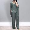 Women's Casual Suit Splicing Top Wide Leg Pants Loose Outfit for Home Party Office Round Neck Batwing Sleeve Commuting Suit