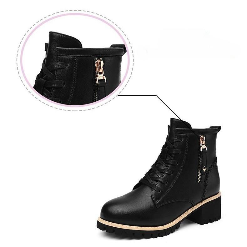 Women Thick-soled Boots Leather Shoes British Casual British Style Motorcycle Boots Women