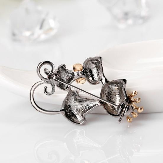Fashion Jewelry Shiny Cute Double Cats Kitten Crown Brooch Pin Gift