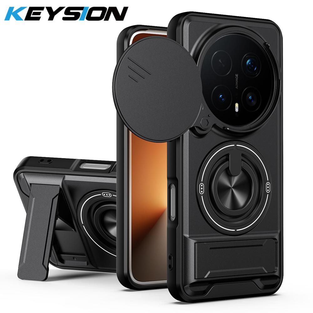 KEYSION Магнитный чехол для телефона HONOR Magic 8 Pro 5G Защита камеры со сдвижной крышкой Вертикальная подставка Кольцо 360 Ударопрочная задняя крышка