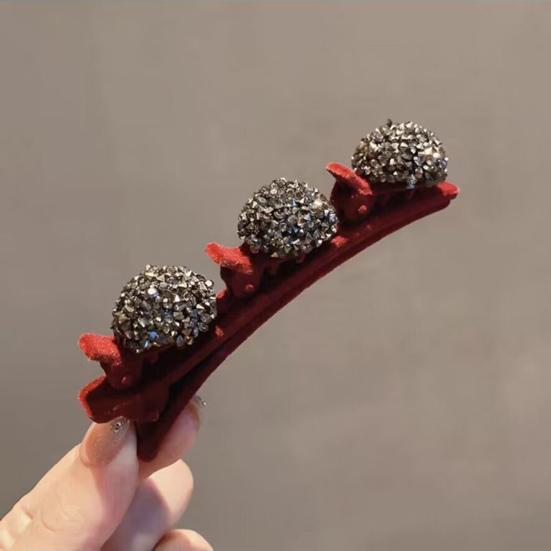 Декор в виде сердца со стразами, элегантная заколка для волос, двухслойная шпилька с ворсом, заколка для волос, аксессуары для волос