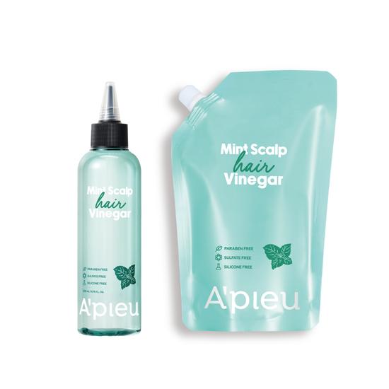 A'PIEU Уксус для волос 200 мл + Рефилл 400 мл Специальный набор (Малина/Мята для кожи головы)