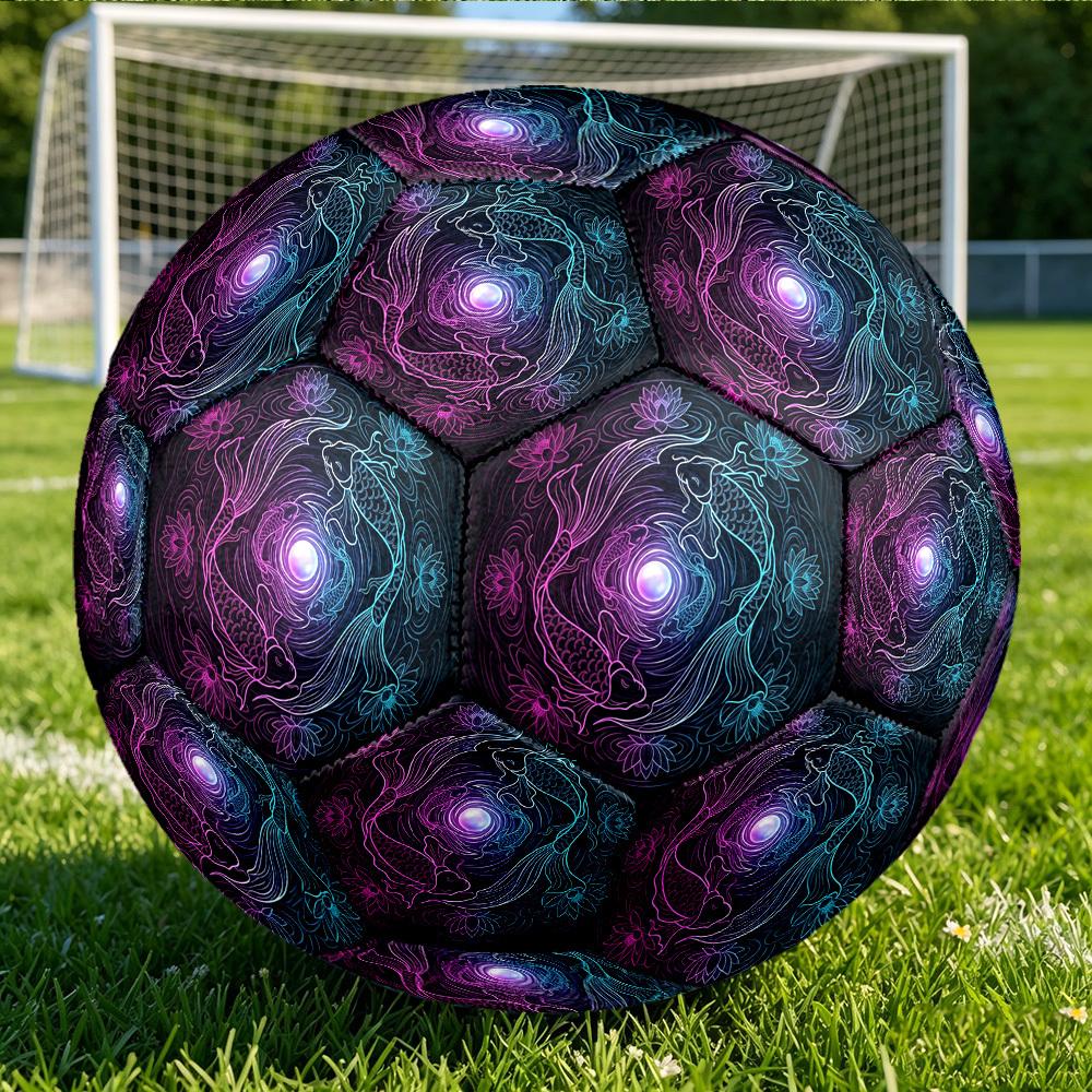 1pc Koi Fish Harmony Themed Soccer Ball, Size 5, Lightweight PVC Material, Outdoor Training Soccer Ball Gift. q62296