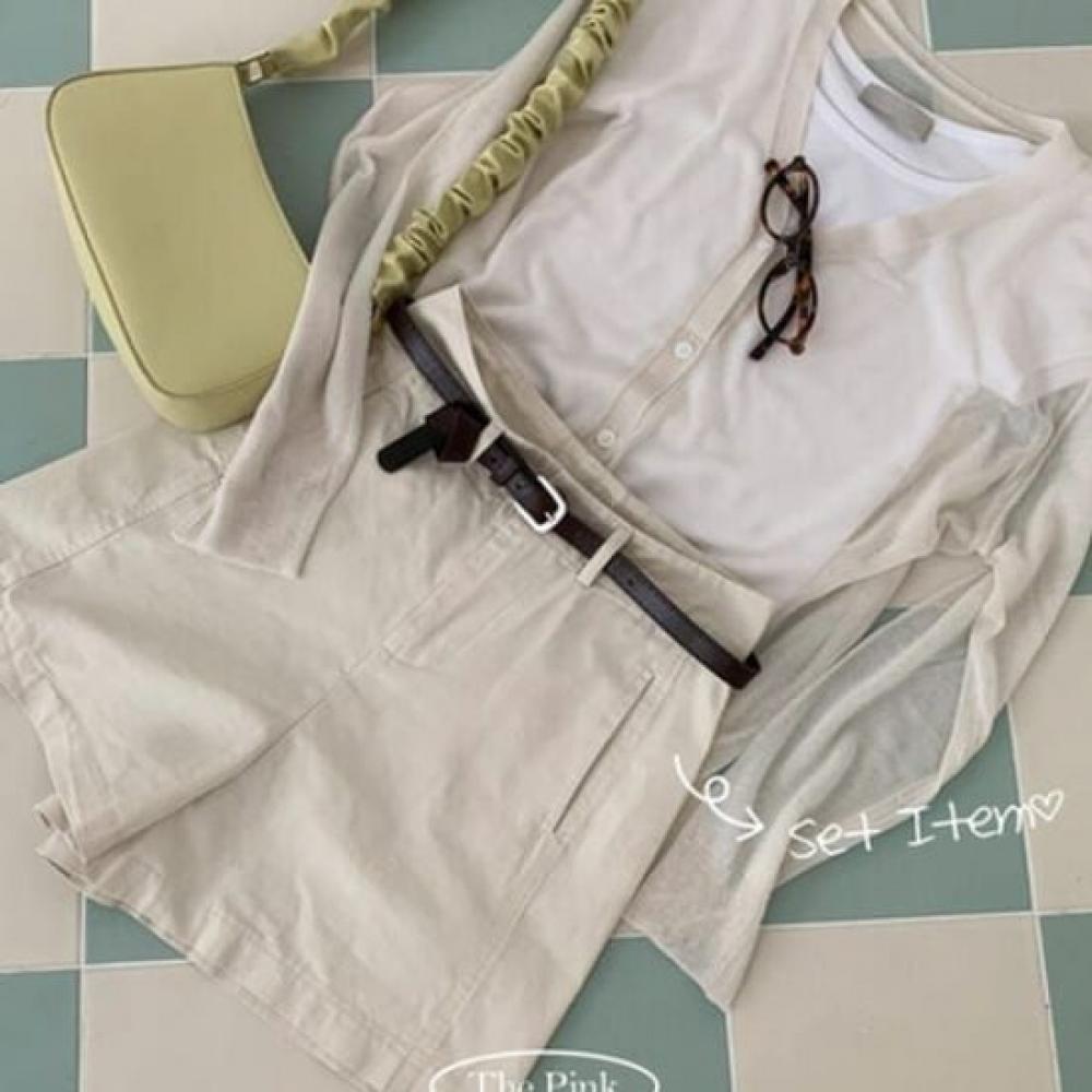 The Pink High Waist Shorts + Belt Set