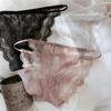Ультратонкие прозрачные кружевные трусики-стринги для женщин с хлопковой ластовицей и дизайном, подчеркивающим ягодицы